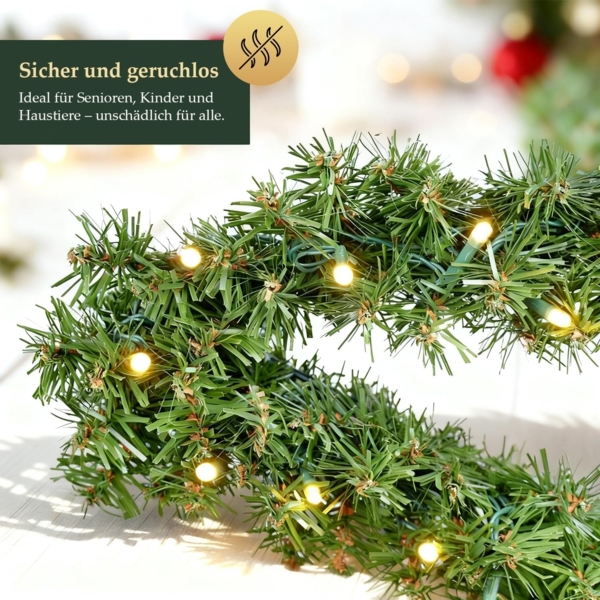 SALCAR Premium Weihnachtsstern 55 cm aus PVC mit 240 Zweigen & warmweißem LED Lichterkette – Festliche Weihnachtsdeko für Tür, Kamin, Balkon oder Garten, batteriebetrieben Bild 3