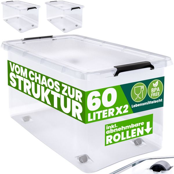 Aufbewahrungsbox, 60 Liter, 2er-Set