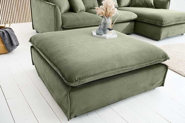 riess-ambiente Sitzhocker HEAVEN 100cm grün · Sofahocker mit abnehmbaren Bezug und Polsterung (Einzelartikel, 1 St), Wohnzimmer-Hocker · Cord-Bezug · Federkern-Polsterung · Landhausstil