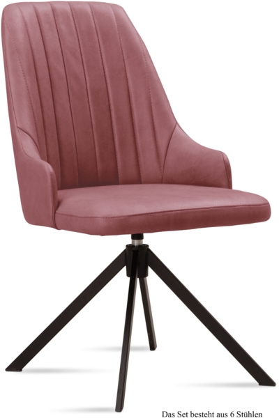 Esszimmerstuhl drehbar (6er-Set) Denise 52x91x60 Schwarz/Rosewood
