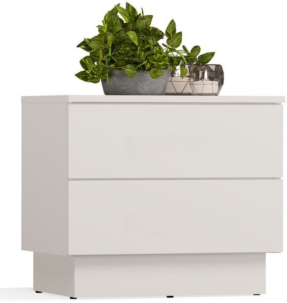 Raumhirsch Furniture Nachttisch Nachttisch, 2 Schubladen, Nachtkommode (Maße 55 x 37 x 48 cm, stabil & einfach Montage), elegant, geräumig