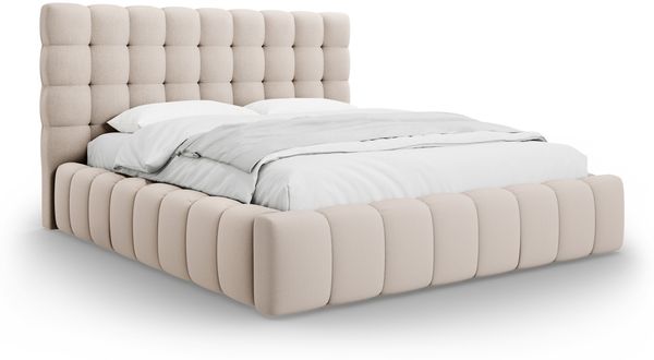 Micadoni Stauraumbett mit Kopfteil Mamaia Strukturierter Stoff Beige 140x200