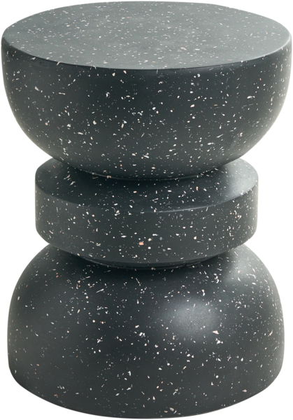 Beistelltisch FALIRO, Terrazzo Optik, Schwarz, 37 x 37 x 45 cm