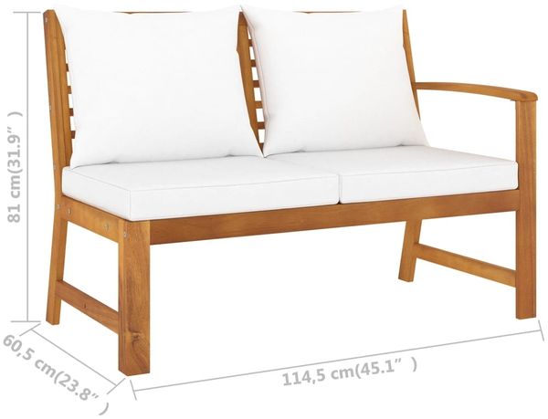 vidaXL 5-tlg. Garten-Lounge-Set mit Auflagen Creme Massivholz Akazie 3057773 Bild 11