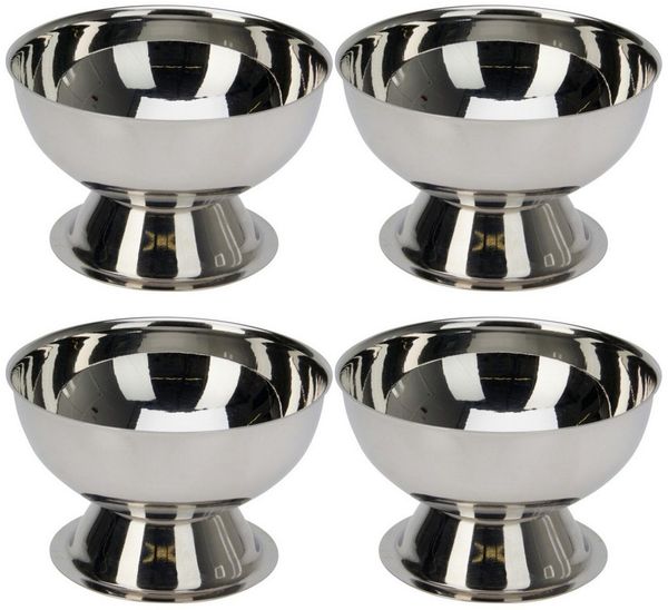 Koopman Eisschale 170 ml Edelstahl 9x6 cm 4 er Set, Edelstahl, (4-tlg), Edelstahl, 170ml, Ø 9,5cm, Silberfarbend, Dessert