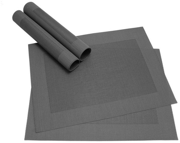 matches21 HOME & HOBBY Platzset Tischset BORDA 4er Schwarz Tischunterlage als Tischdeko, (4-St), modernes Esstisch Platzdeckchen als abwaschbarer Tischuntersetzer
