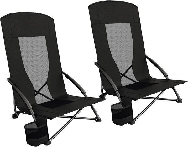 TLGREEN Klappstuhl Klappbar Strandstuhl,Campingstuhl mit Tragetasche, Getränkehalter, (2 St),150 kg Tragkraft für Outdoor, Camping, Strand, Sandkonzert