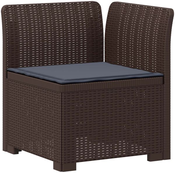 vidaXL 1-Sitzer Garten-Sofa mit Kissen Rattan-Look PP Braun 8011823