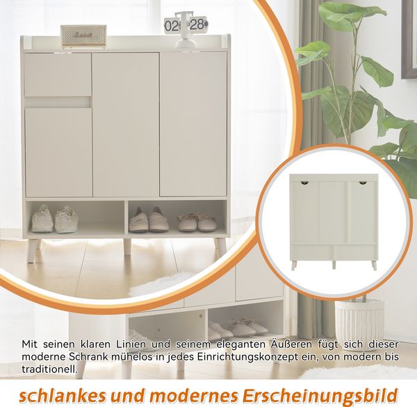 Kommode / Sideboard / Schuhschrank mit verstellbaren Einlegeböden – Minimalistischer Home Organizer mit Massivholzbeinen – Maße: H99 cm x B90 cm x T35 cm Bild 6