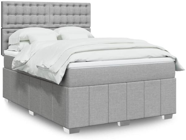 vidaXL Boxspringbett mit Matratze Hellgrau 160x200 cm Stoff 3294033