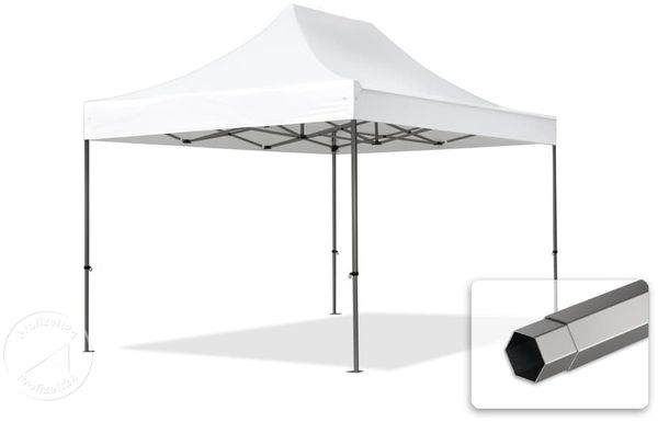 3x4,5 m Faltpavillon, PREMIUM Stahl 40mm, feuersicher, weiß