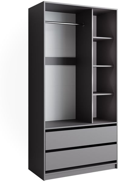 Kinderkleiderschrank Elmo Anthrazit 100 x 200 cm mit 2 Schubladen Vicco