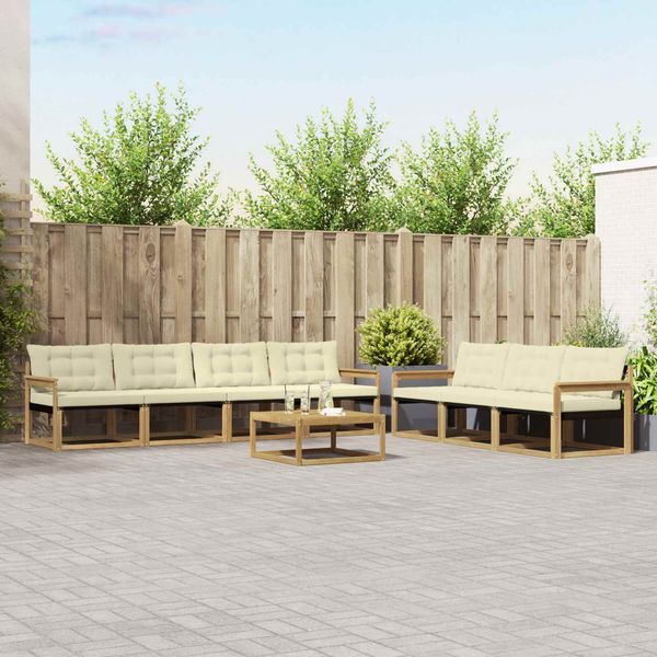 vidaXL Outdoor-Sofagarnitur 8 pcs Weiß und Creme 3388484