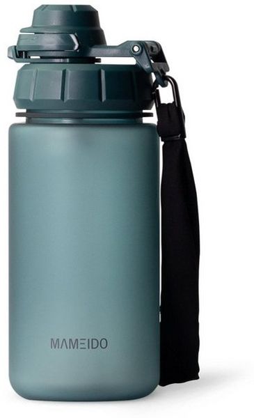 MAMEIDO Trinkflasche, mit 2-in-1 Deckel, Zeitmarkierung, Handschlaufe in 0,5l, 1l, 1,5l & 2l