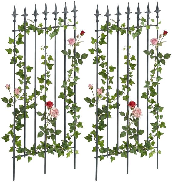 CLP 2er Set Rankgitter Elisa 100x50 cm lackiertes Eisen im Jugendstil für Garten,anthrazit
