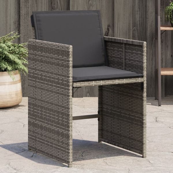 vidaXL Gartenstühle mit Kissen 4 Stk. Grau Poly Rattan 4007457