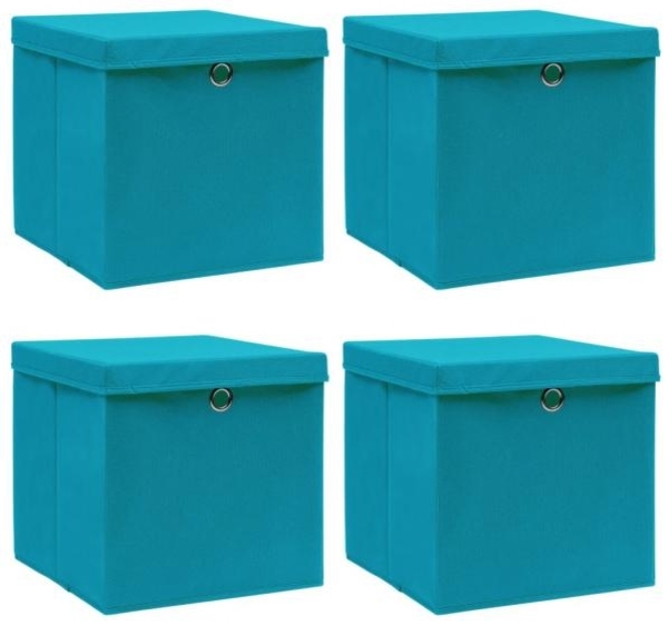 vidaXL Aufbewahrungsboxen mit Deckeln 4 Stk. Babyblau 32x32x32cm Stoff 288374