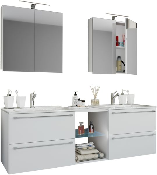 VCM Badmöbel Waschtisch Badinos 913824 Weiß H. 112 x B. 155 x T. 46 cm