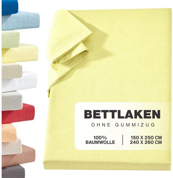 Carpe Sonno Betttuch Linon Haustuch Bettlaken ohne Gummizug Baumwolle Leintuch Laken Decke, Baumwolle, Gummizug: ohne, (1 Stück), Überwurf Bett Sofa Sessel Couch leichte Sommer Bettdecke 150x250