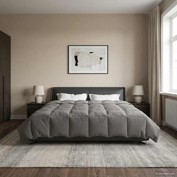 vidaXL Sommerdecke Gepolstert Hellgrau 220 x 260 cm Mikrofaser 42025927