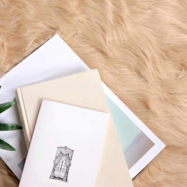 vidaXL Kunstschaffell Teppich Beige 200 x 200 cm Polyester 42021489