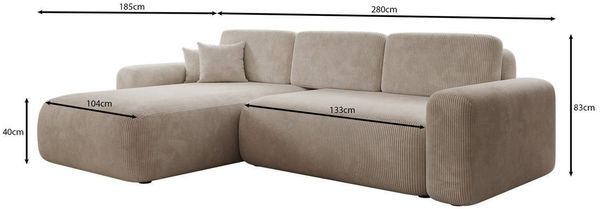 Luxusbetten24 Schlafsofa Designer Sofa Lola in Cord, mit Stauraum und Schlaffunktion Bild 4