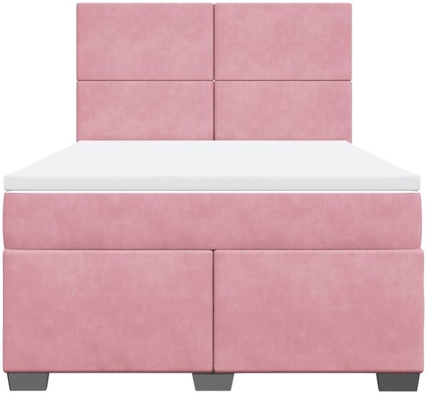 vidaXL Boxspringbett mit Matratze Rosa 140x200 cm Samt 3293229 Bild 6