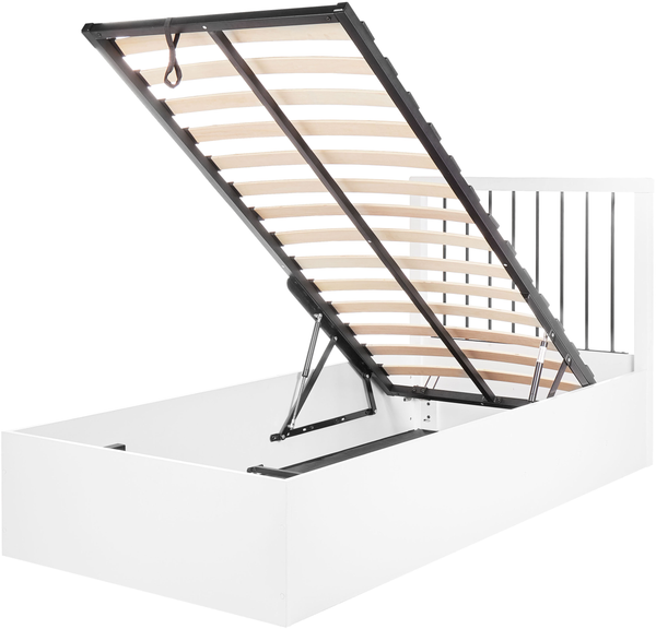 Bett mit Stauraum ROUVILLERS 90 x 200 cm Holz Weiß