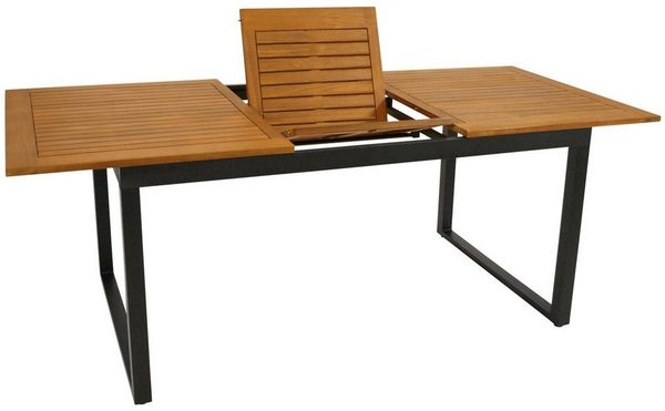 DEGAMO Gartentisch RIVELLO ausziehbar, 150/200x90 cm, Alu anthrazit + Akazie