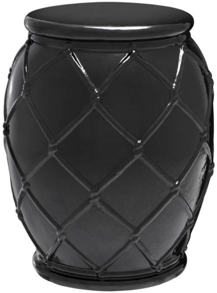 Casa Padrino Keramik Trommel Antik Schwarz Ø 35 x H. 46 cm - Luxus Kollektion