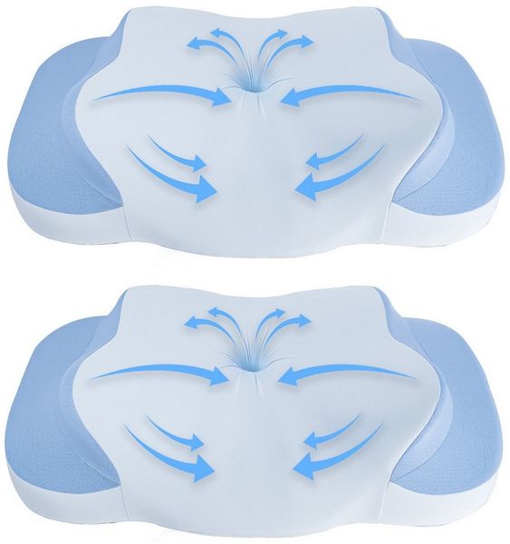 Esun Kopfkissen Nackenstützkissen Orthopädisches Nackenkissen, Memory Foam Kissen, Füllung: Kissenbezug besteht aus 18% Elasthan und 82% Nylon, Rückenschlafer, Bauchschlafer, Seitenschlafer, Set, Schlafkissen, Eisseidenstoff, atmungsaktiv und weich, Er...