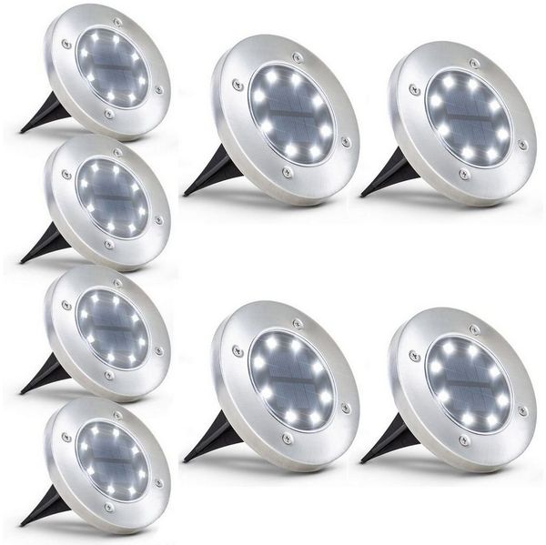 oyajia LED Gartenstrahler 8x Solarleuchte LED-Außenleuchte, IP65 Wasserdichte LED-Wegeleuchten, LED fest integriert, Kaltweiß, 8 LEDs Solar Bodenleuchte,Außen Solarleuchte,für Garten Rasen Hof
