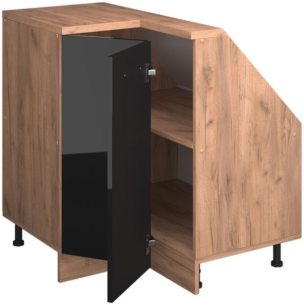 Eck-Küchenschrank für Dachschrägen R-Line Schwarz Hochglanz 75.6 cm mit 1 Tür Vicco Bild 4