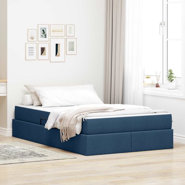 vidaXL Aufbewahrungsbett mit Matratze Blau 120 x 190 cm Polyester 3399651