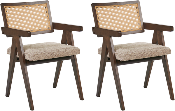 Esszimmerstuhl 2er Set AVA Holz Braun Taupe Bild 4