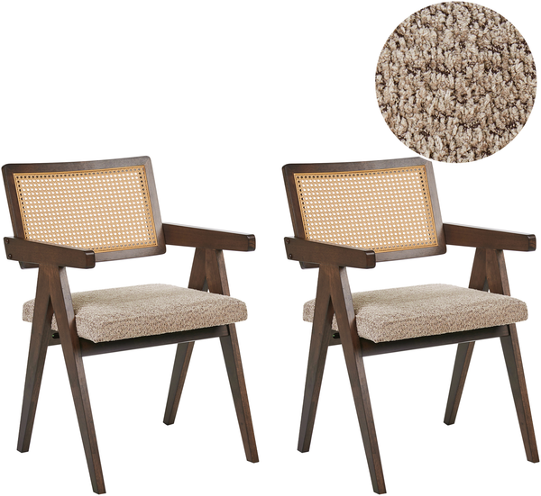 Esszimmerstuhl 2er Set AVA Holz Braun Taupe