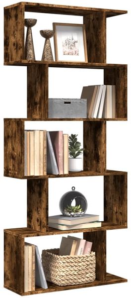 vidaXL Raumteiler-Bücherregal 5 Etagen Räuchereiche 70x24x161 cm 858097
