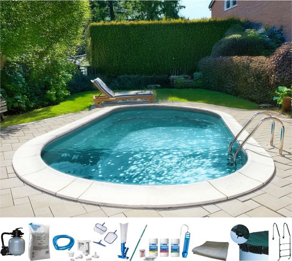 my POOL BWT Ovalpool PREMIUM mit grauer Innenfolie (Komplett-Set, 10-tlg), Höhe 120 cm, in versch. Größen erhältlich