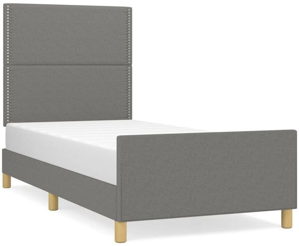 Einzelbettgestell Design für Erwachsene ohne Matratze Dunkelgrau 90x190 cm Stoff d4690e