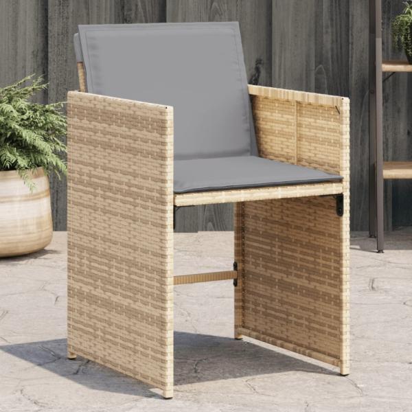vidaXL Gartenstühle mit Kissen 4 Stk. Beigemischung Poly Rattan 364989