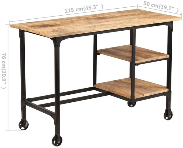 vidaXL Schreibtisch mit Klapphocker Mangoholz Massiv 115x50x76 cm 245261 Bild 12