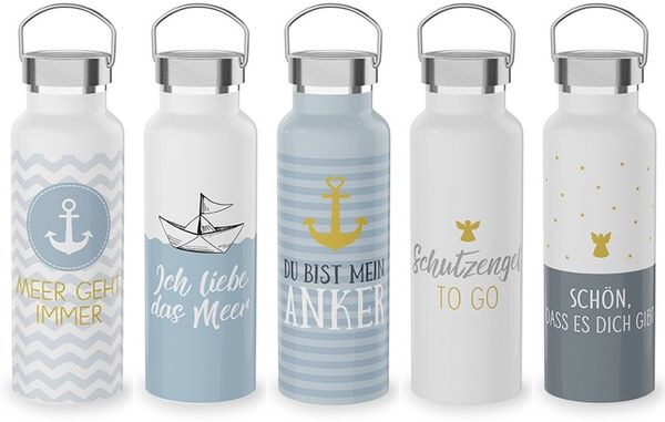 Thermoflasche Isolierflasche Trinkflasche 0,5L Edelstahl La Vida Maritim Engel Schön Engel 539653