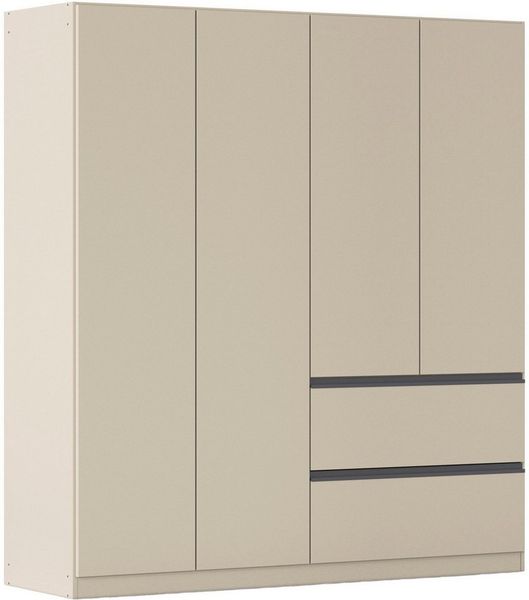 Rauch Möbel Costa, Kleiderschrank für Schlafzimmer, Kinderzimmer, Babyzimmer, Garderobe, Flur, 4-türig, 2 Schubladen, Push-to-Open, mit Zubehör Premium, Farbe Beige, Breite 181 cm