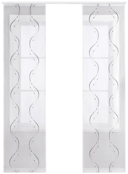 Joyswahl Schiebegardine (2 St), Klettband, transparent, Voile Flächenvorhänge, Bestickt, Schiebevorhang Wohnzimmer