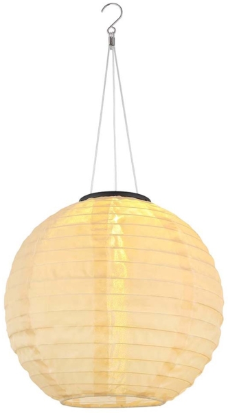 LED Solar Außen-Hängeleuchte, Lampion sandfarben, H 55 cm