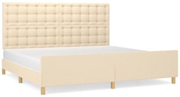 Doppelbett mit Kopfteil Stoff Creme 200 x 200 cm