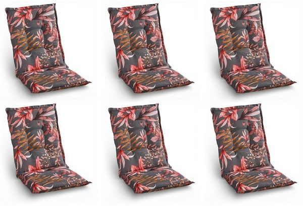 GO-DE Polsterauflage DIMITRI, 48x108 cm, Anthrazit, Rot, Mischgewebe, (Set, 6 St), seitliche Bindekordeln und verstellbares Gurtband