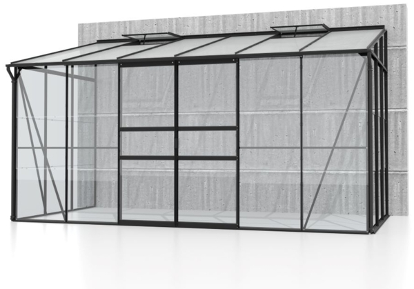 Vitavia Anlehngewächshaus Ida 7800 BxT 387x201 cm 7,8m² ESG/HKP Alu schwarz