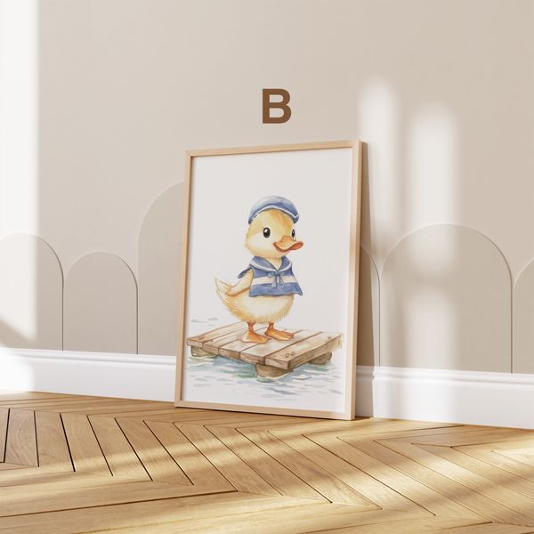 Tiere Kinderzimmer Süß Sommer Aquarell Bär Ente Otter Poster · Kinderzimmer Bilder · Wand Deko · Kunst Druck · Deko Print ohne Rahmen - 21 x 30 cm / B