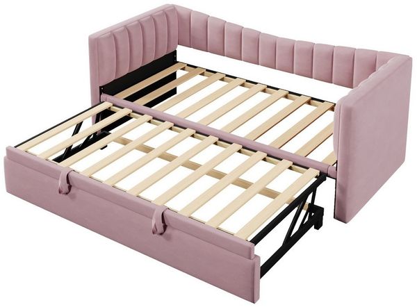 MC Star Daybett 90 x 200 cm (180 x 200 cm) Polsterbett mit Ziehbett, Sofabett (Doppelbett (Ohne Matratze), Samt, minimalistischer Stil)